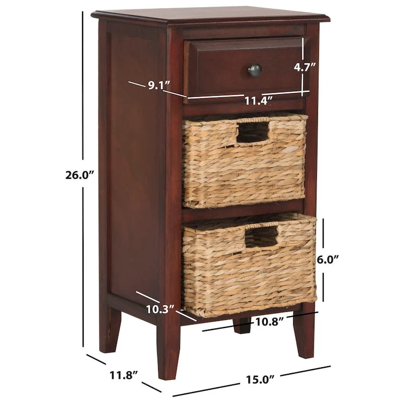 SAFAVIEH Helma Distressed Black Drawer Storage Side Table - 15  x 11.8  x 27.6  - 15Wx12Dx26H