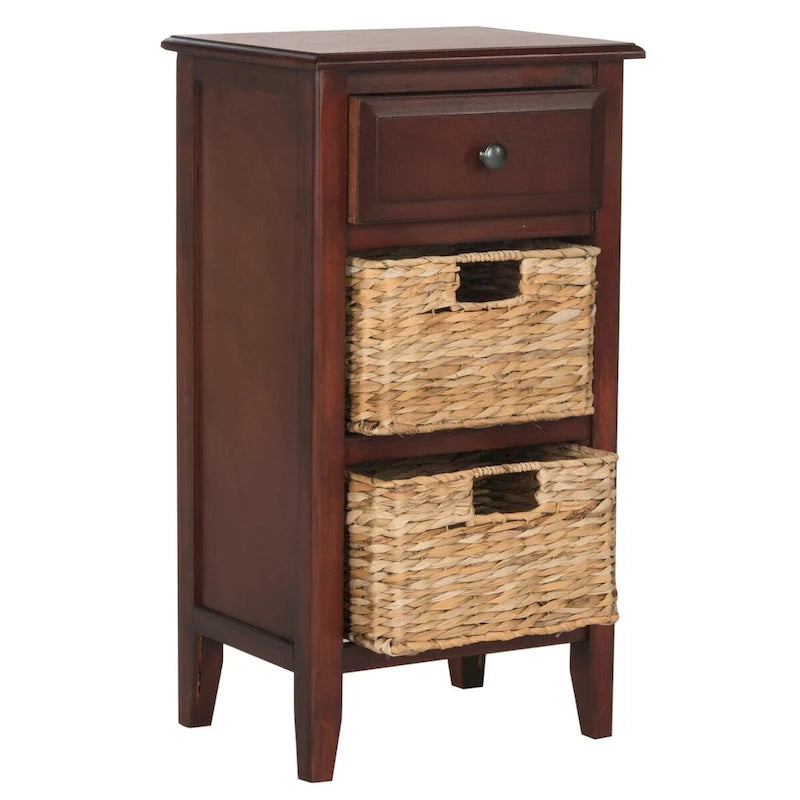 SAFAVIEH Helma Distressed Black Drawer Storage Side Table - 15  x 11.8  x 27.6  - 15Wx12Dx26H
