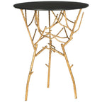 SAFAVIEH Treasures Lawanda Gold/ Blue-White Top Accent Table - 18  W x 18  L x 22.5  H - 18Wx18Dx23H