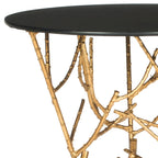 SAFAVIEH Treasures Lawanda Gold/ Blue-White Top Accent Table - 18  W x 18  L x 22.5  H - 18Wx18Dx23H