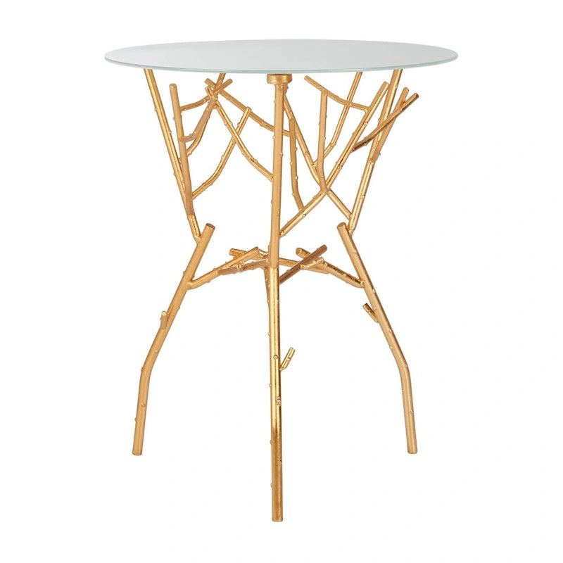 SAFAVIEH Treasures Lawanda Gold/ Blue-White Top Accent Table - 18  W x 18  L x 22.5  H - 18Wx18Dx23H