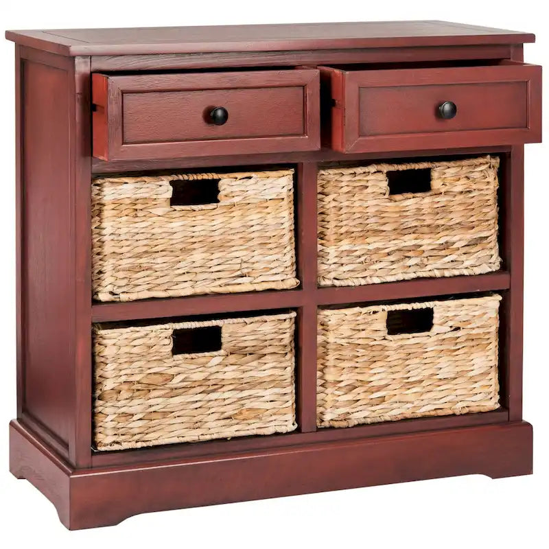 SAFAVIEH Ardelia Red 6-Drawer Storage Unit (Fully Assembled) - 30Wx13Dx26H