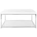 SAFAVIEH Bettylou White/Chrome High Gloss Coffee Table - 35.4  W x 35.4  D x 15.7  H - 35Wx35Dx16H