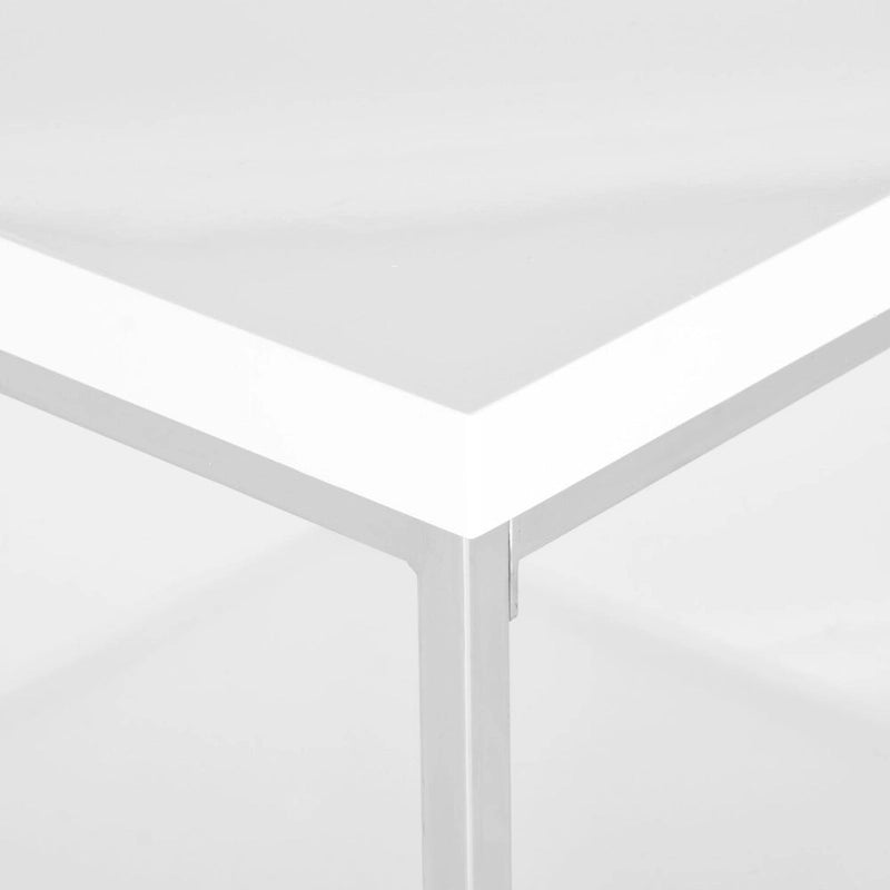 SAFAVIEH Bettylou White/Chrome High Gloss Coffee Table - 35.4  W x 35.4  D x 15.7  H - 35Wx35Dx16H