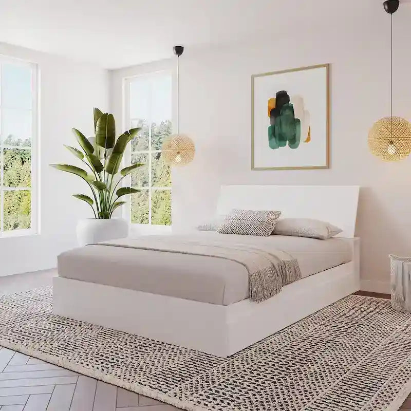 Nexera Paris Storage Bed with Headboard, White