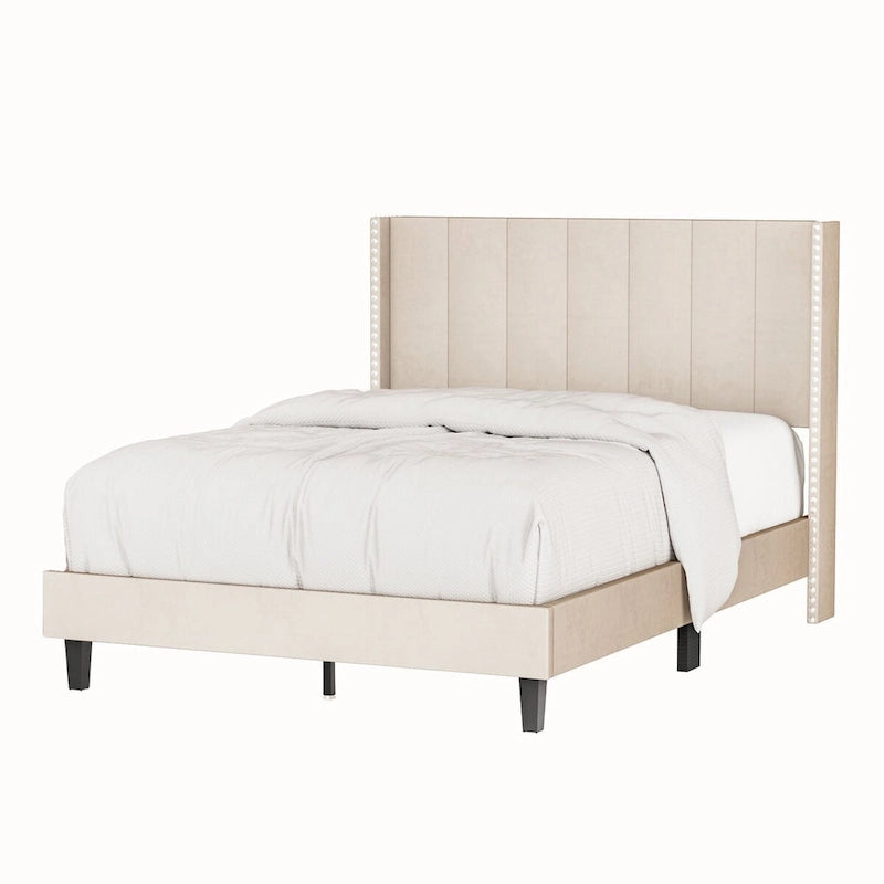 Modern Upholstered Tufted Headboard Platform Bed Frame