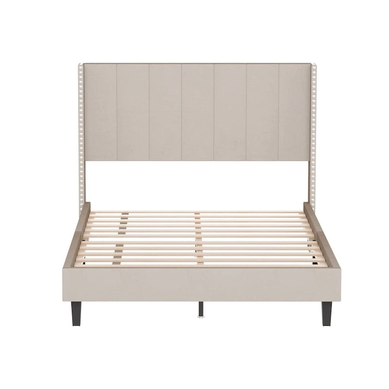 Modern Upholstered Tufted Headboard Platform Bed Frame