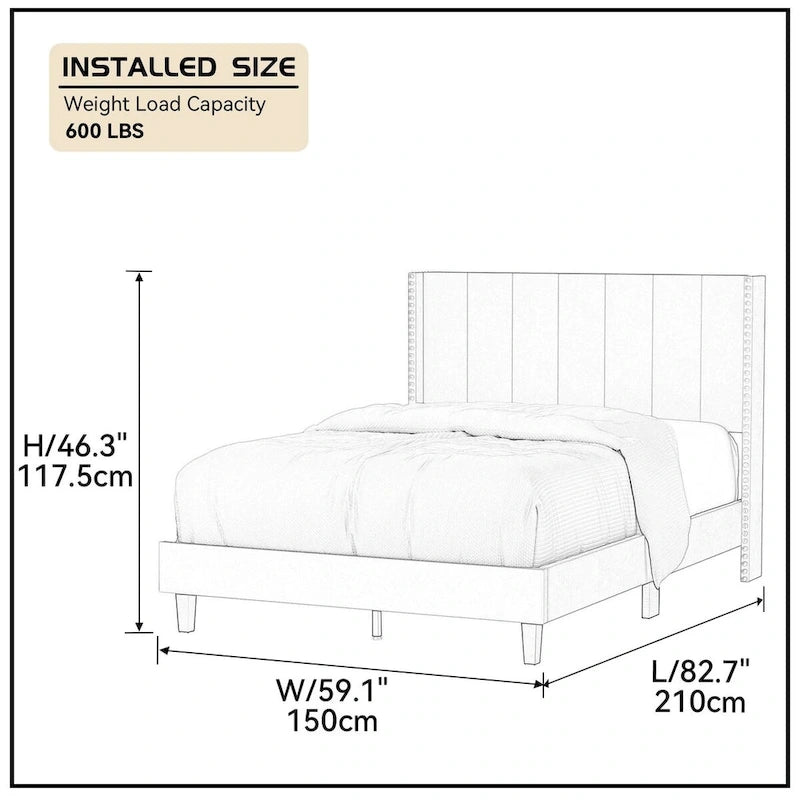 Modern Upholstered Tufted Headboard Platform Bed Frame