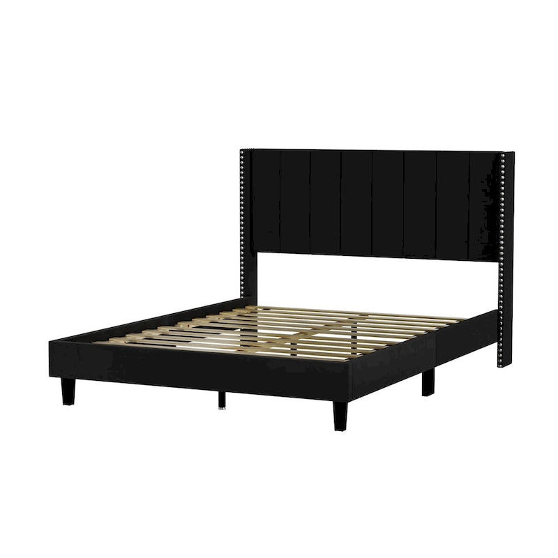 Modern Upholstered Tufted Headboard Platform Bed Frame