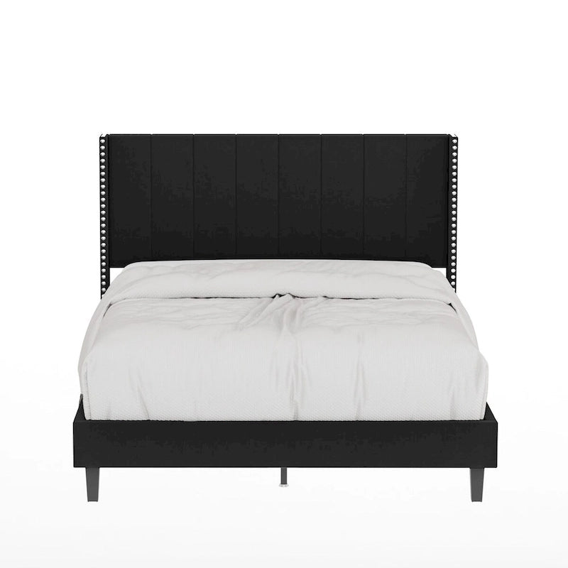 Modern Upholstered Tufted Headboard Platform Bed Frame