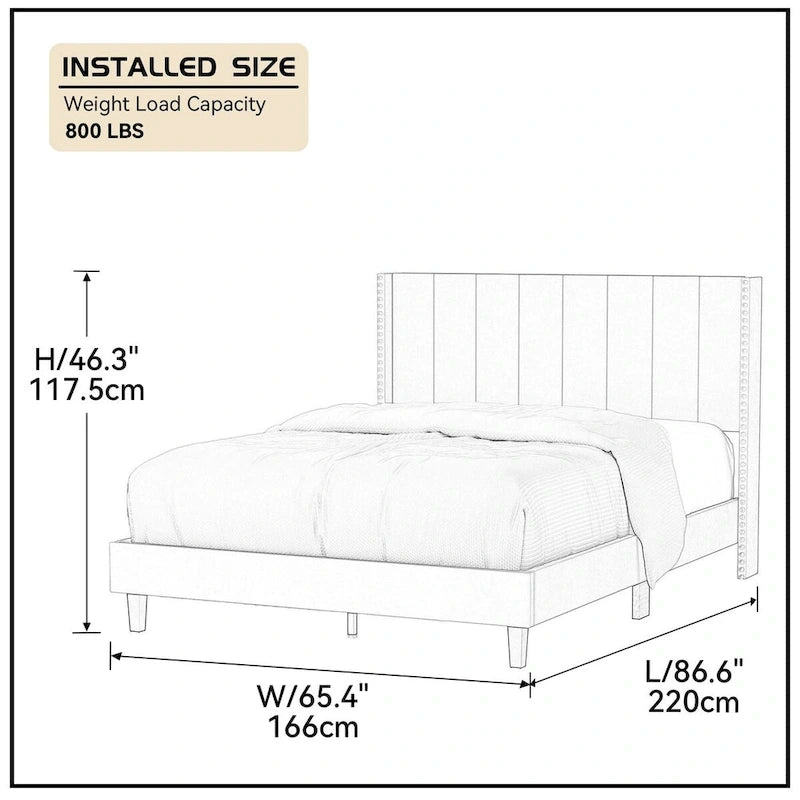 Modern Upholstered Tufted Headboard Platform Bed Frame