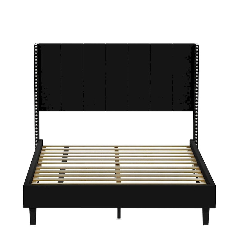 Modern Upholstered Tufted Headboard Platform Bed Frame