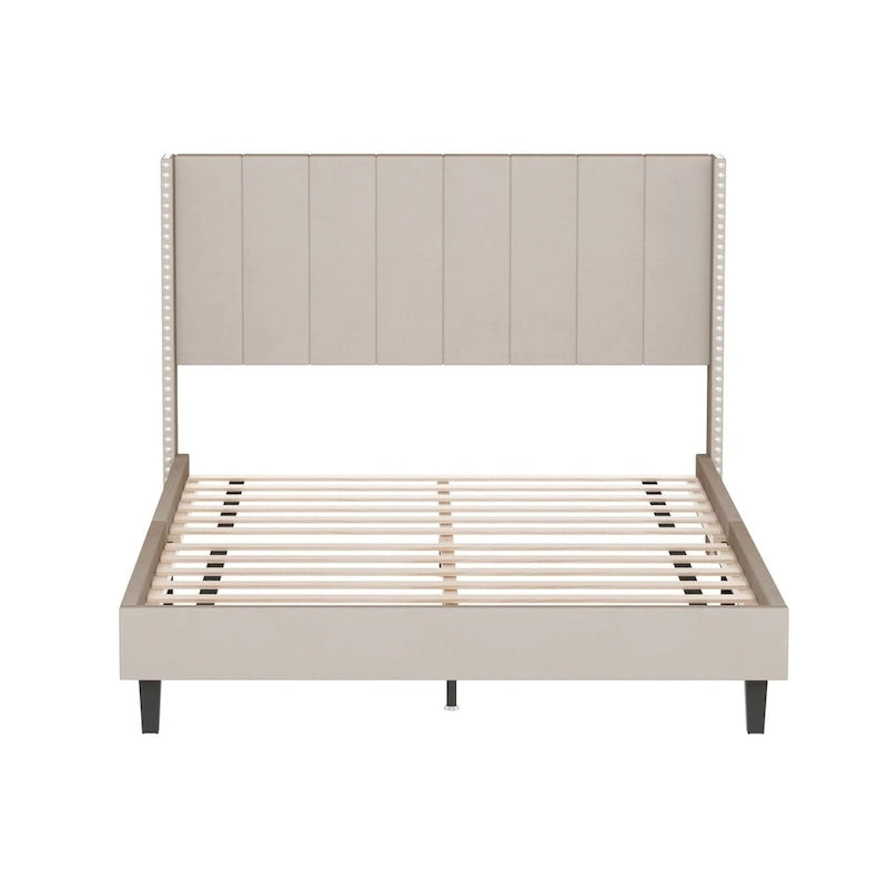 Modern Upholstered Tufted Headboard Platform Bed Frame