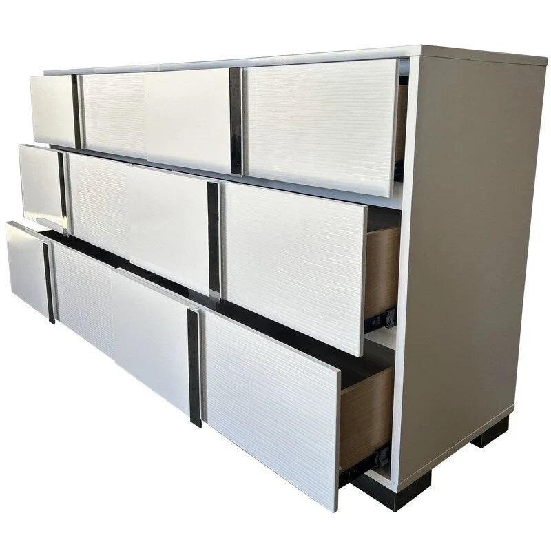 Best Quality Furniture B750 White Lacquer with LED Bedroom Set