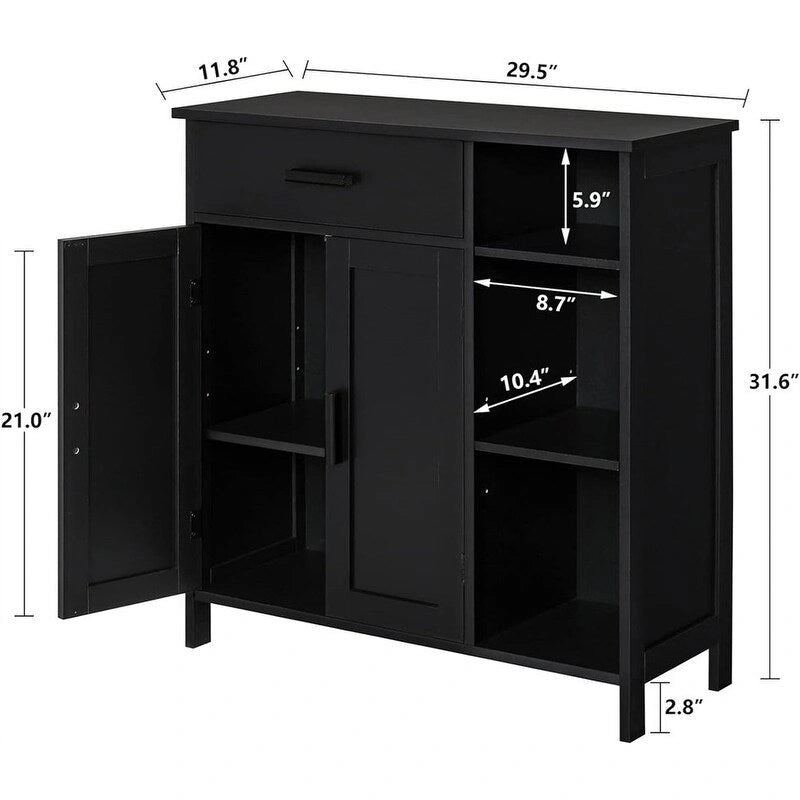 Storage Cabinet with Doors and Shelves - 11.8 D x 29.5 W x 31.6 H
