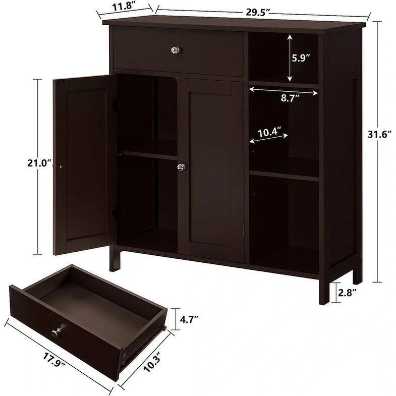 Storage Cabinet with Doors and Shelves - 11.8 D x 29.5 W x 31.6 H