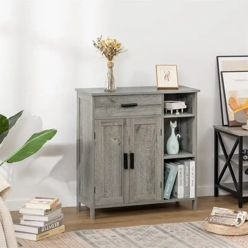 Storage Cabinet with Doors and Shelves - 11.8 D x 29.5 W x 31.6 H