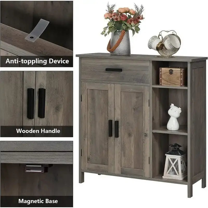 Storage Cabinet with Doors and Shelves - 11.8 D x 29.5 W x 31.6 H