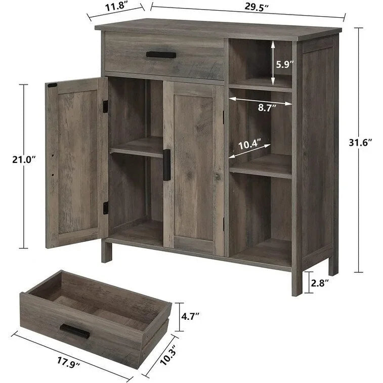 Storage Cabinet with Doors and Shelves - 11.8 D x 29.5 W x 31.6 H