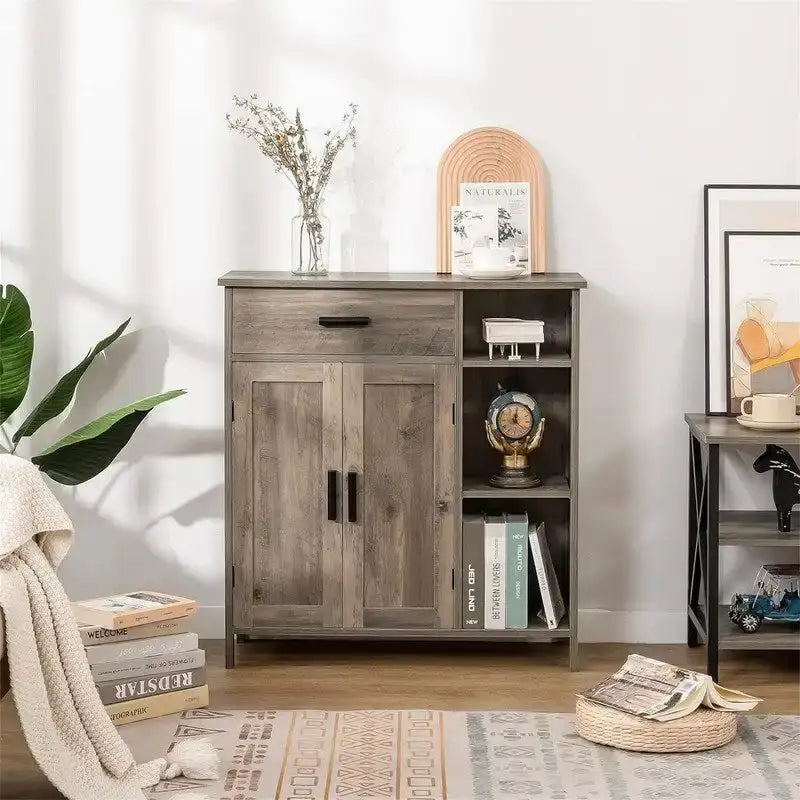 Storage Cabinet with Doors and Shelves - 11.8 D x 29.5 W x 31.6 H
