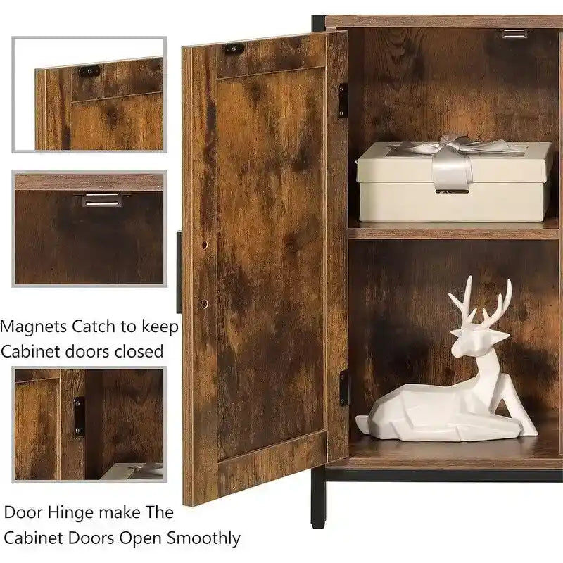 Storage Cabinet with Doors and Shelves - 11.8 D x 29.5 W x 31.6 H
