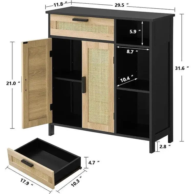 Storage Cabinet with Doors and Shelves - 11.8 D x 29.5 W x 31.6 H