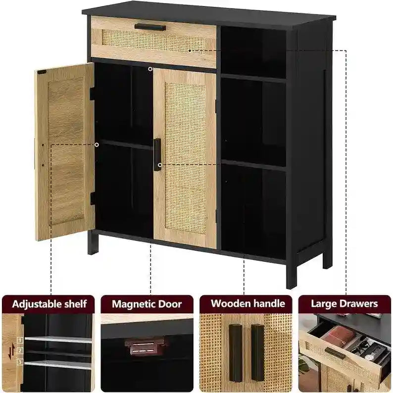Storage Cabinet with Doors and Shelves - 11.8 D x 29.5 W x 31.6 H