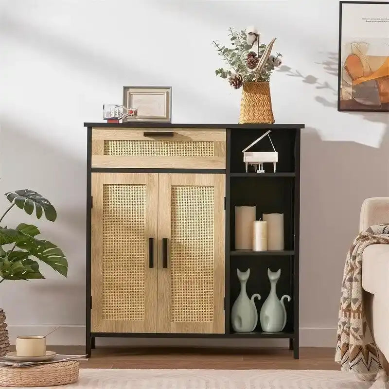 Storage Cabinet with Doors and Shelves - 11.8 D x 29.5 W x 31.6 H