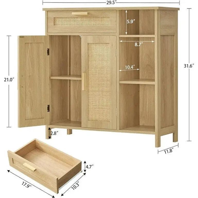 Storage Cabinet with Doors and Shelves - 11.8 D x 29.5 W x 31.6 H