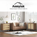 Anmytek Modern 3-Drawer Brown Dresser Rattan Chest of Drawers Storage Cabinet for Bedroom