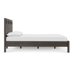 Yee Queen Bed, Gray Wood, 4 Side Drawers, Cut Out Headboard Design