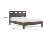 Yee Queen Bed, Gray Wood, 4 Side Drawers, Cut Out Headboard Design