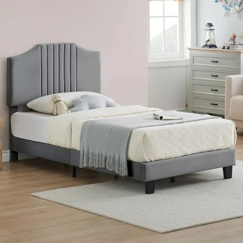 Upholstered Kids Tufted Bed Frame with Headboard