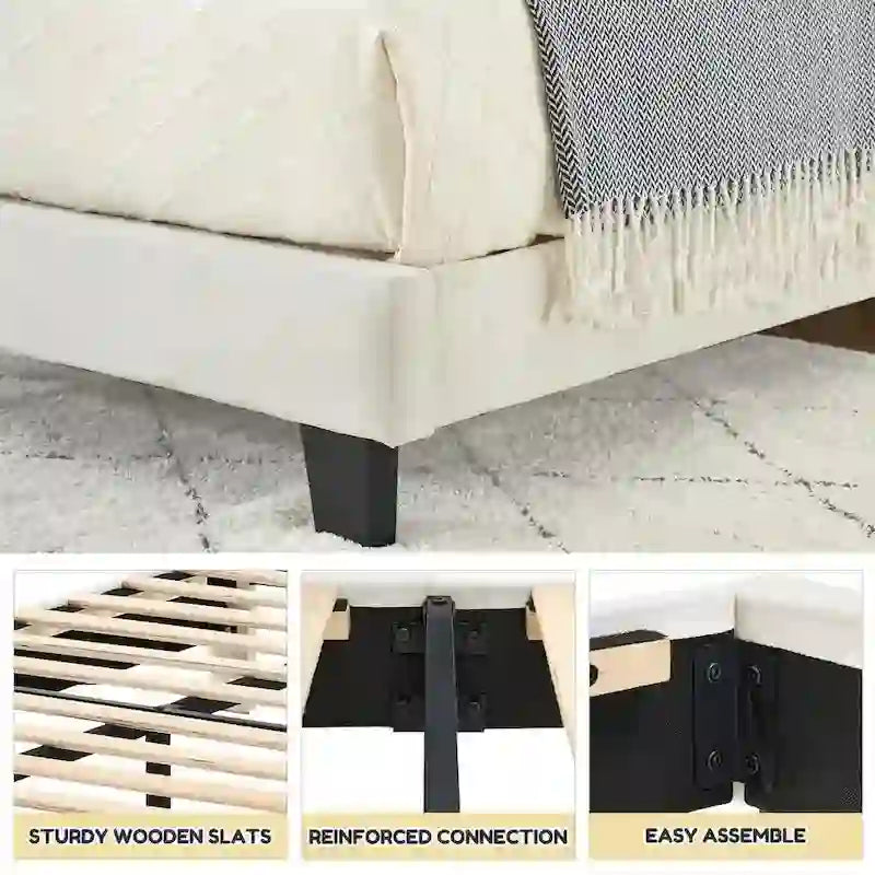 Upholstered Kids Tufted Bed Frame with Headboard