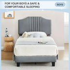 Upholstered Kids Tufted Bed Frame with Headboard