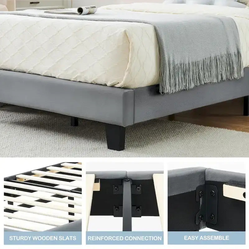 Upholstered Kids Tufted Bed Frame with Headboard