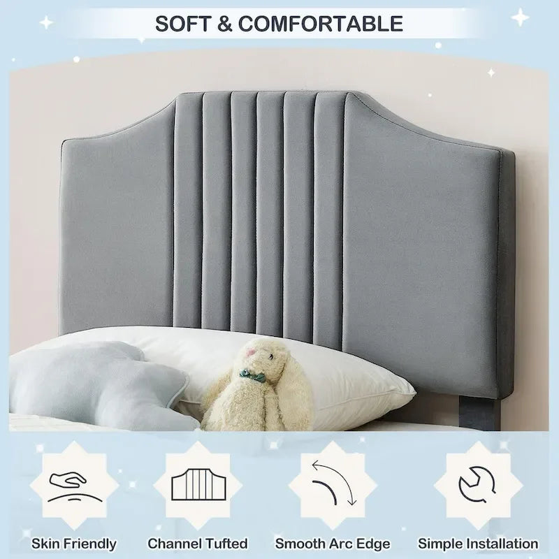 Upholstered Kids Tufted Bed Frame with Headboard