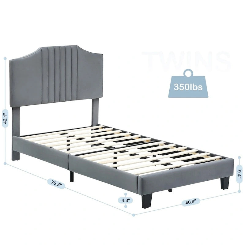 Upholstered Kids Tufted Bed Frame with Headboard