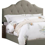 Eni Upholstered King Size Bed, Tufted Adjustable Headboard, Gray Fabric