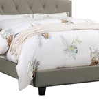 Eni Upholstered King Size Bed, Tufted Adjustable Headboard, Gray Fabric
