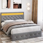 Bed Frame with LED Lights Headboard