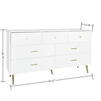 Seven-Drawer Large Chest of Drawers Cabinet with Golden Handles and Legs