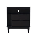 Mid-Century Modern Solid Wood 2-Drawer Gallery Nightstand