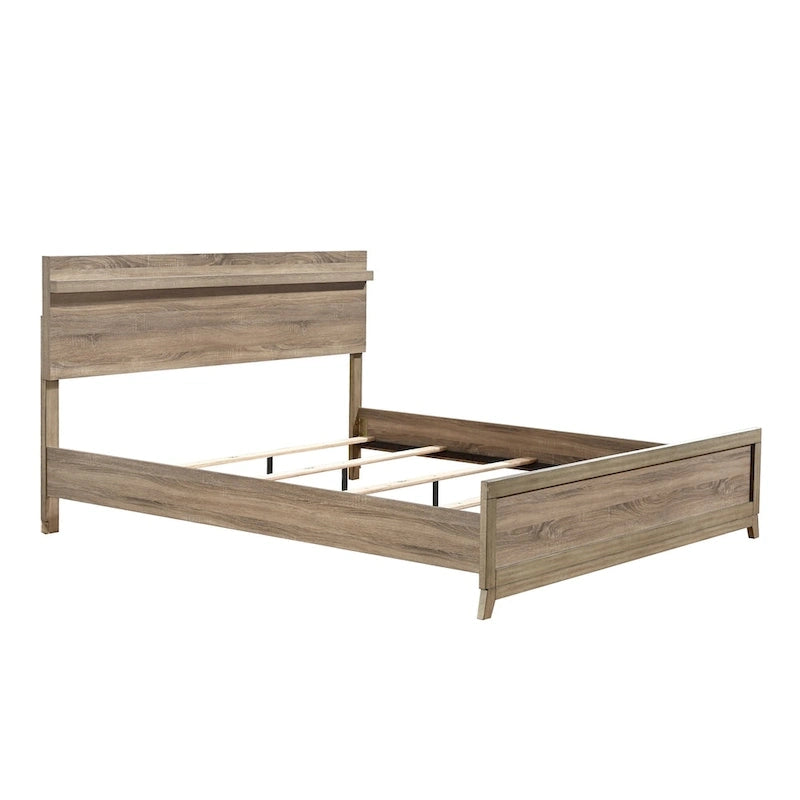 Daemon 5 Piece Light Brown Panel Bedroom Set