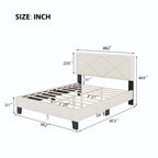 Simple Queen Size Upholstered Bed Frame with Rivet Design, Modern Velvet Platform Bed with headboard