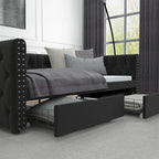 Twin Size Daybed with Drawers Upholstered Tufted Sofa Bed