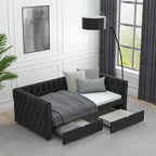 Twin Size Daybed with Drawers Upholstered Tufted Sofa Bed
