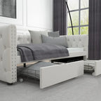 Twin Size Daybed with Drawers Upholstered Tufted Sofa Bed