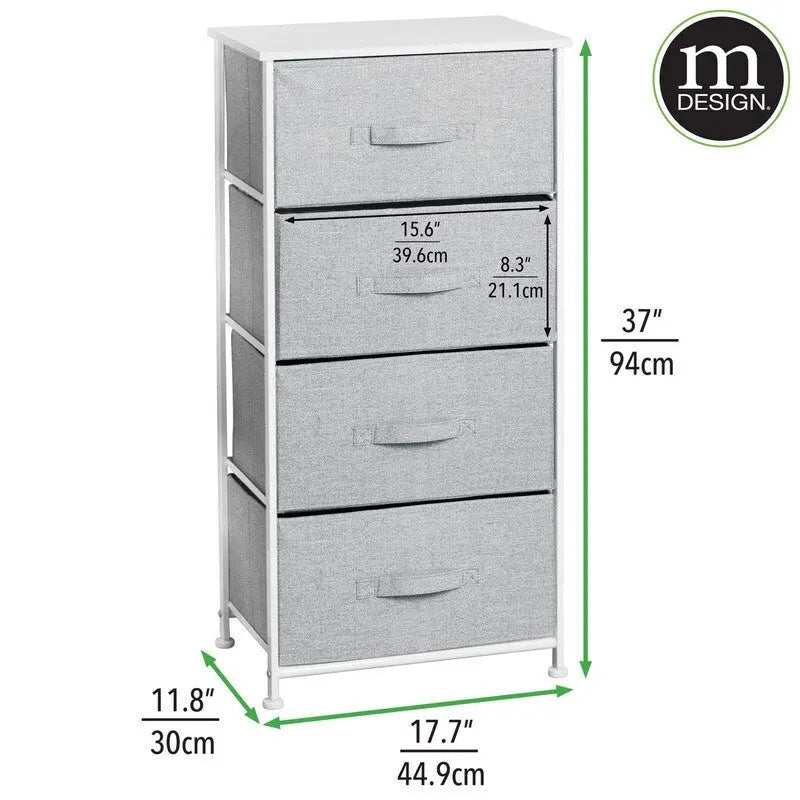 Tall Dresser Storage Tower Stand with 4 Removable Fabric Drawers