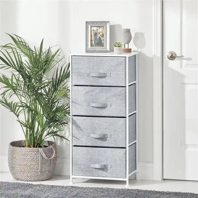 Tall Dresser Storage Tower Stand with 4 Removable Fabric Drawers